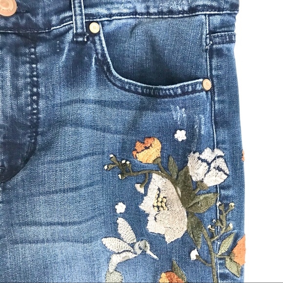 code bleu embroidered jeans